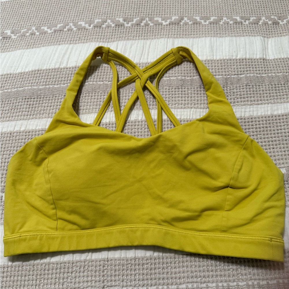 Lululemon Athletica Yellow Sports Bra with Strappy Back